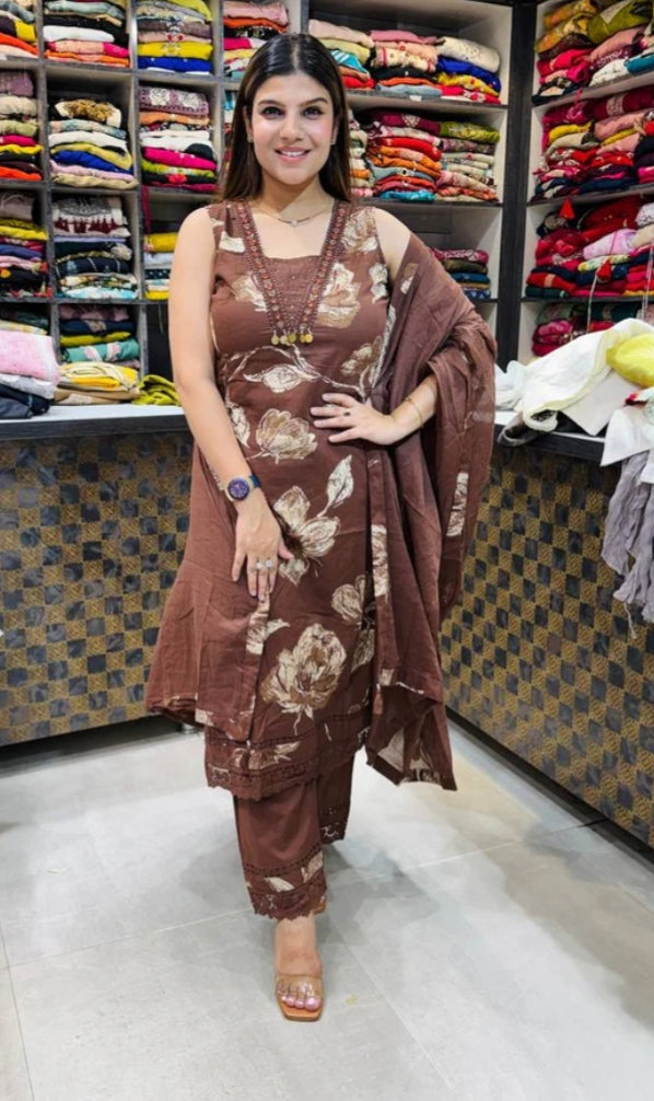 COCOA™ A timeless brown floral ensemble that blends effortless elegance with everyday luxury. Because true style is always graceful. ✨🤎"