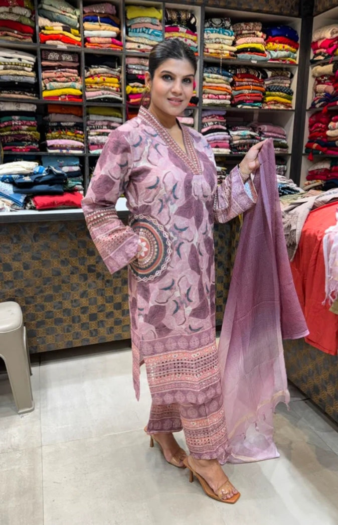 LAVANYA™ suits are crafted from premium cotton fabric, offering breathability and durability