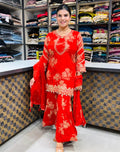 ZINNIA™The Colour of Celebration: "Make every special occasion more memorable with this classy red sharara set from us."