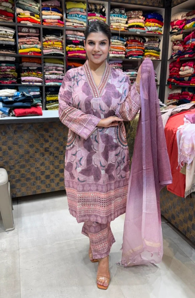 LAVANYA™ suits are crafted from premium cotton fabric, offering breathability and durability